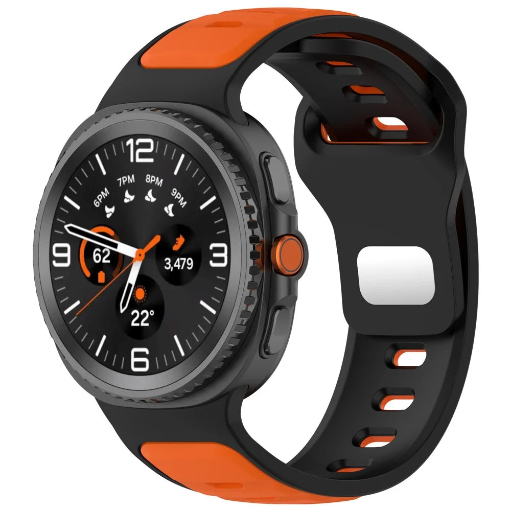Silicone Strap for Samsung Galaxy Watch8 44mm / 40mm / Watch8 Classic 46mm Dual Color Design Replacement Watch Band - Black / Orange - 4