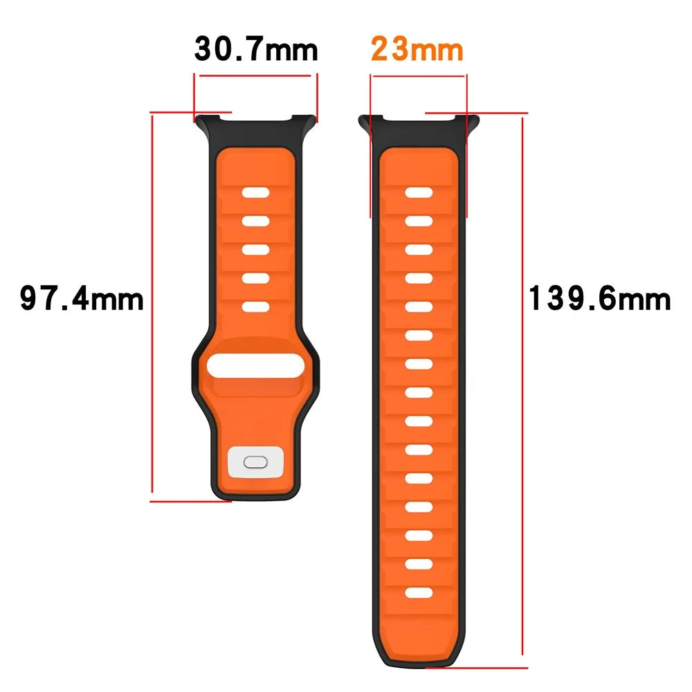 Silicone Strap for Samsung Galaxy Watch8 44mm / 40mm / Watch8 Classic 46mm Dual Color Design Replacement Watch Band - Black / Orange - 6