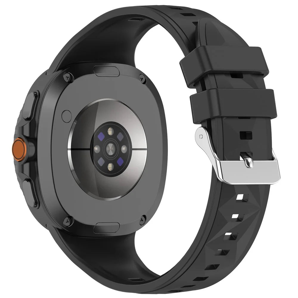 Textured Replacement Strap for Samsung Galaxy Watch8 44mm / 40mm / Watch8 Classic 46mm Silicone Watch Band - Black - 1