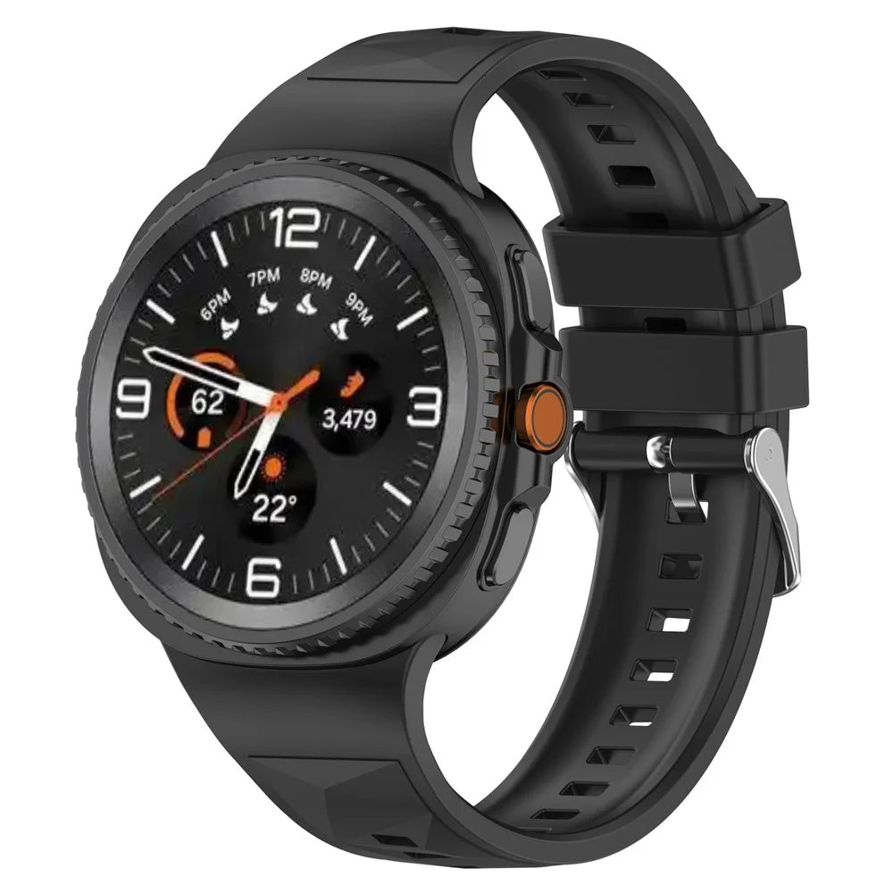 Textured Replacement Strap for Samsung Galaxy Watch8 44mm / 40mm / Watch8 Classic 46mm Silicone Watch Band - Black - 3