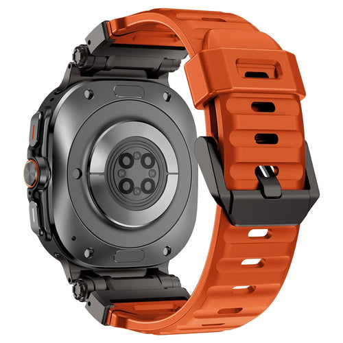 For Samsung Galaxy Watch Ultra2 47mm / Watch Ultra (2025) 47mm / Watch Ultra 47mm Fluorubber Watch Strap Metal Connector Wrist Band - Black / Orange - 1