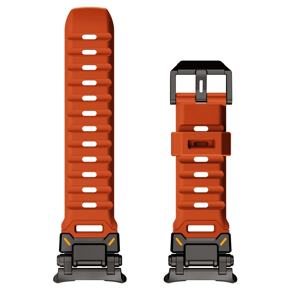 For Samsung Galaxy Watch Ultra2 47mm / Watch Ultra (2025) 47mm / Watch Ultra 47mm Fluorubber Watch Strap Metal Connector Wrist Band - Black / Orange - 2