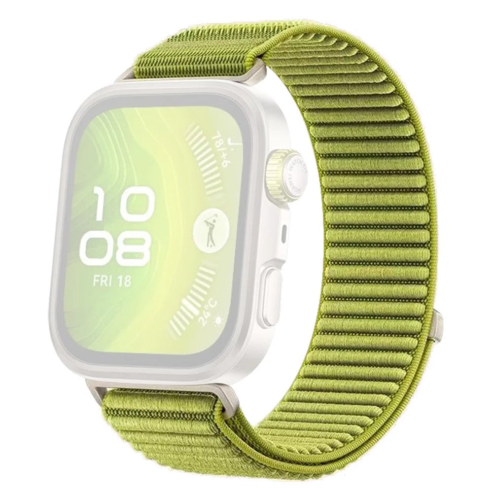 Wrist Strap for Huawei Watch Fit 4 Pro / Fit 4 / Fit 3 Magic Tape Nylon Woven Watch Band - Green - 1