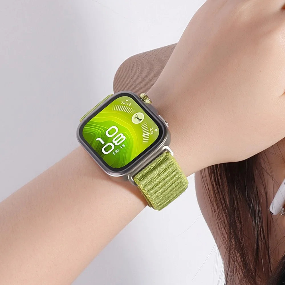Wrist Strap for Huawei Watch Fit 4 Pro / Fit 4 / Fit 3 Magic Tape Nylon Woven Watch Band - Green - 5