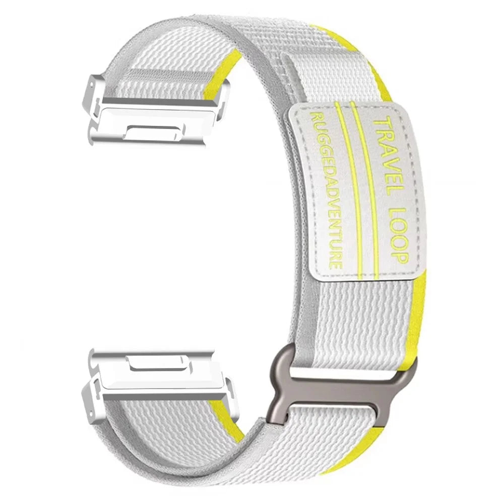 Nylon Strap for Garmin Fenix 8 47mm / 7 / 6 / 5 Magic Tape Loop 22mm Universal Watch Band with Metal Buckle - Yellow / Grey - 1