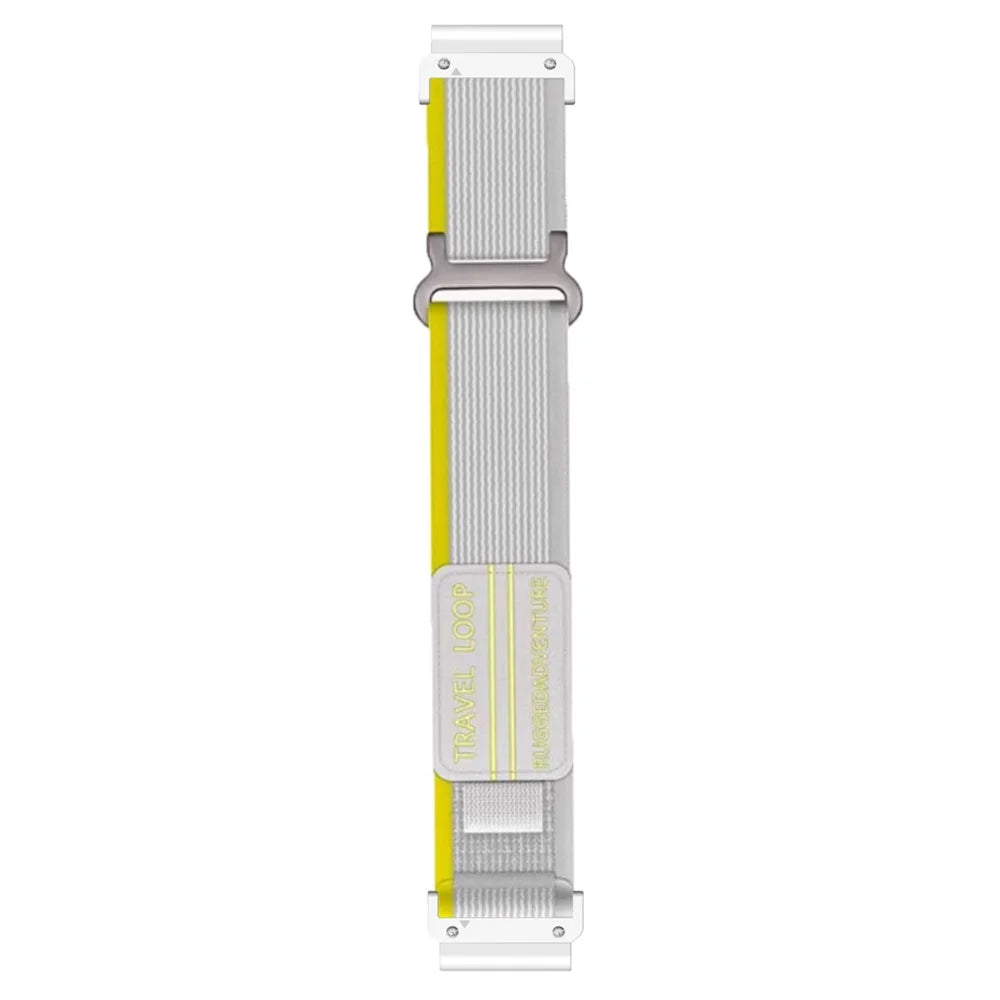 Nylon Strap for Garmin Fenix 8 47mm / 7 / 6 / 5 Magic Tape Loop 22mm Universal Watch Band with Metal Buckle - Yellow / Grey - 2