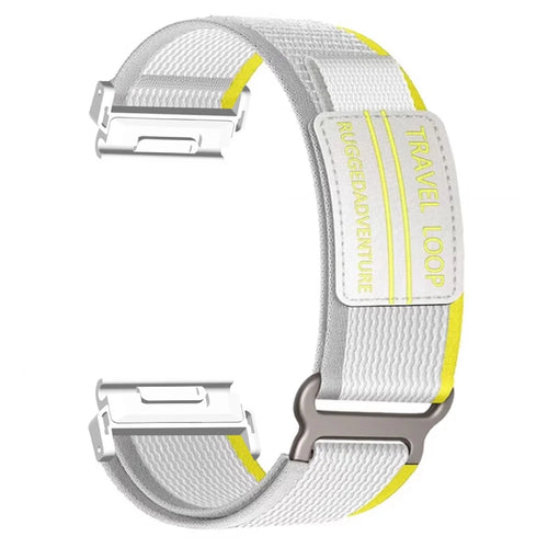 Nylon Strap for Garmin Fenix 8 51mm / 7X / 6X / 5X Magic Tape 26mm Universal Watch Band with Metal Buckle - Yellow / Grey - 1