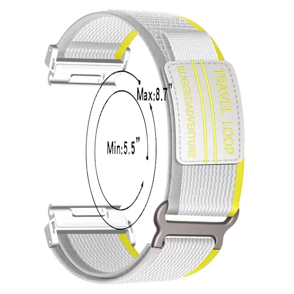 Nylon Strap for Garmin Fenix 8 51mm / 7X / 6X / 5X Magic Tape 26mm Universal Watch Band with Metal Buckle - Yellow / Grey - 3