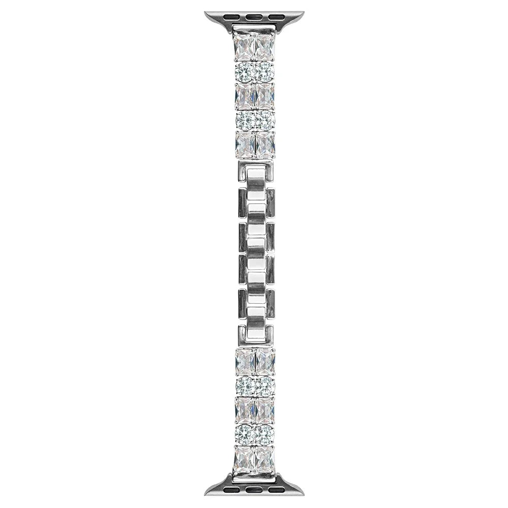 Bracelet Strap for Apple Watch Series 11 10 42mm / 9 8 7 41mm / SE3 SE2 SE 6 5 4 40mm / 3 2 1 38mm Zircon Decor Copper Watch Band - Silver - 1