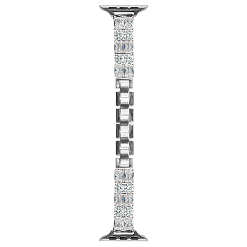 Bracelet Strap for Apple Watch Ultra 3 2 1 49mm / Series 11 10 46mm / 9 8 7 45mm / SE3 SE2 SE 6 5 4 44mm / 3 2 1 42mm Zircon Decor Copper Watch Band - Silver - 1