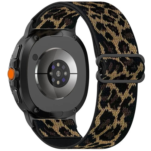 Nylon Watch Band for Samsung Galaxy Watch8 44mm / 40mm / Watch8 Classic 46mm Elastic Wrist Strap - Leopard Print - 1