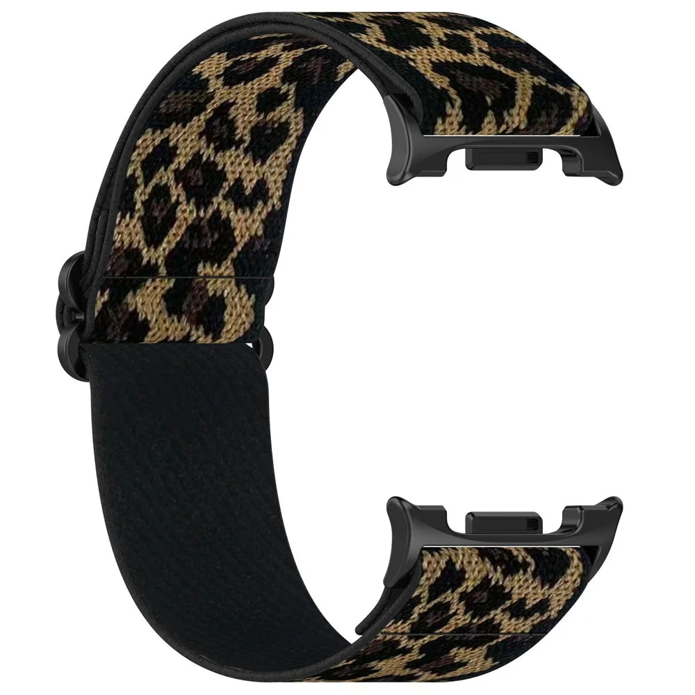 Nylon Watch Band for Samsung Galaxy Watch8 44mm / 40mm / Watch8 Classic 46mm Elastic Wrist Strap - Leopard Print - 2