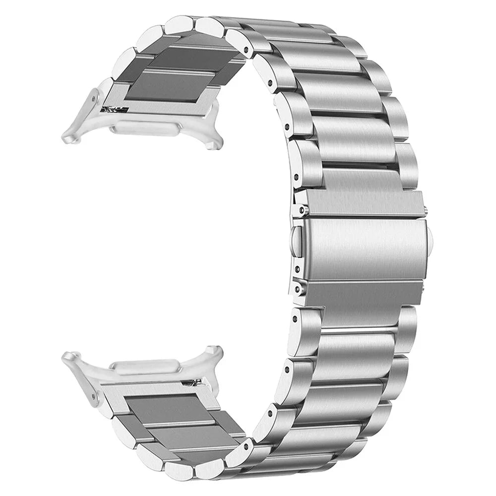 Watch Band for Samsung Galaxy Watch8 44mm / 40mm / Watch8 Classic 46mm 3-Bead Stainless Steel Metal Strap, Silver - 1