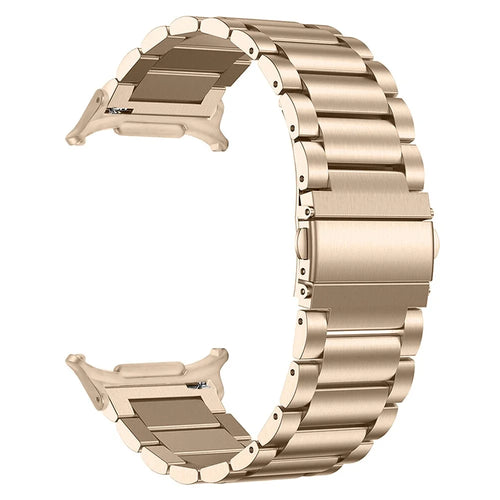 Electroplating Color Metal Strap for Samsung Galaxy Watch8 44mm / 40mm / Watch8 Classic 46mm Watch Band 3-Bead - Retro Gold - 1