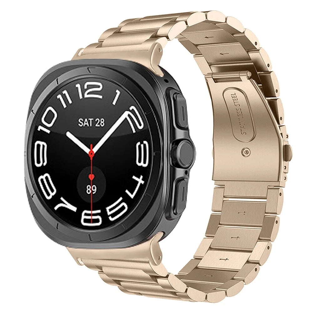 Electroplating Color Metal Strap for Samsung Galaxy Watch8 44mm / 40mm / Watch8 Classic 46mm Watch Band 3-Bead - Retro Gold - 3