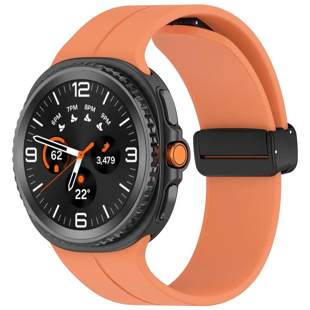 Watch Strap for Samsung Galaxy Watch8 44mm / 40mm / Watch8 Classic 46mm Folding Buckle Silicone Wristband - Orange - 2