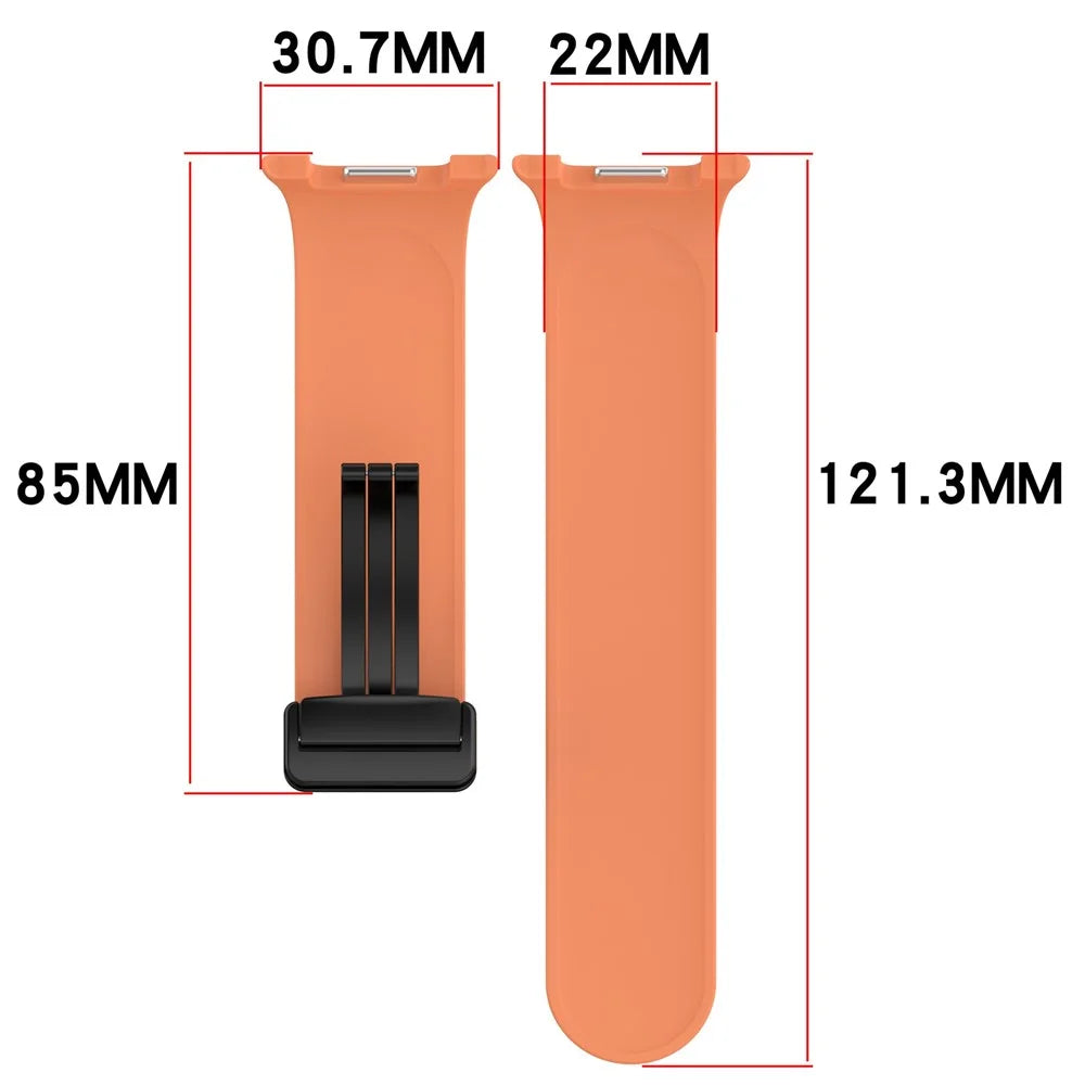 Watch Strap for Samsung Galaxy Watch8 44mm / 40mm / Watch8 Classic 46mm Folding Buckle Silicone Wristband - Orange - 4