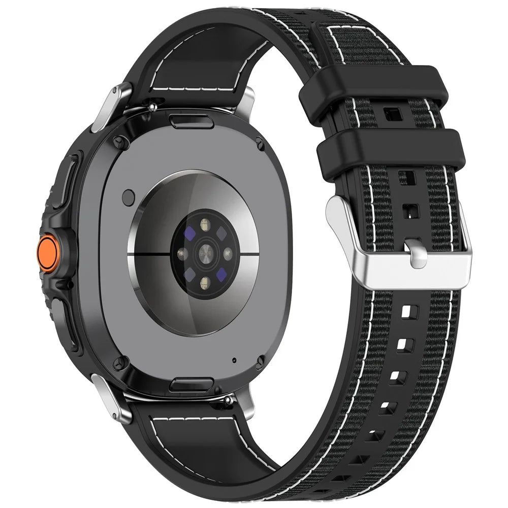 Watch Strap for Samsung Galaxy Watch8 44mm / 40mm / Watch8 Classic 46mm Nylon + Silicone Wrist Band - Black - 1
