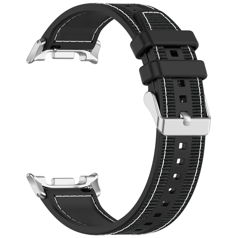 Watch Strap for Samsung Galaxy Watch8 44mm / 40mm / Watch8 Classic 46mm Nylon + Silicone Wrist Band - Black - 2