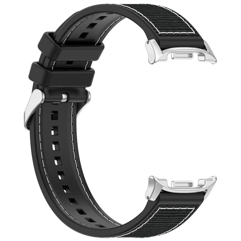 Watch Strap for Samsung Galaxy Watch8 44mm / 40mm / Watch8 Classic 46mm Nylon + Silicone Wrist Band - Black - 3