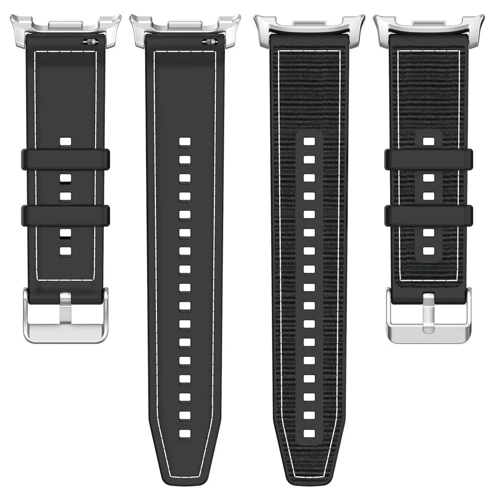 Watch Strap for Samsung Galaxy Watch8 44mm / 40mm / Watch8 Classic 46mm Nylon + Silicone Wrist Band - Black - 4