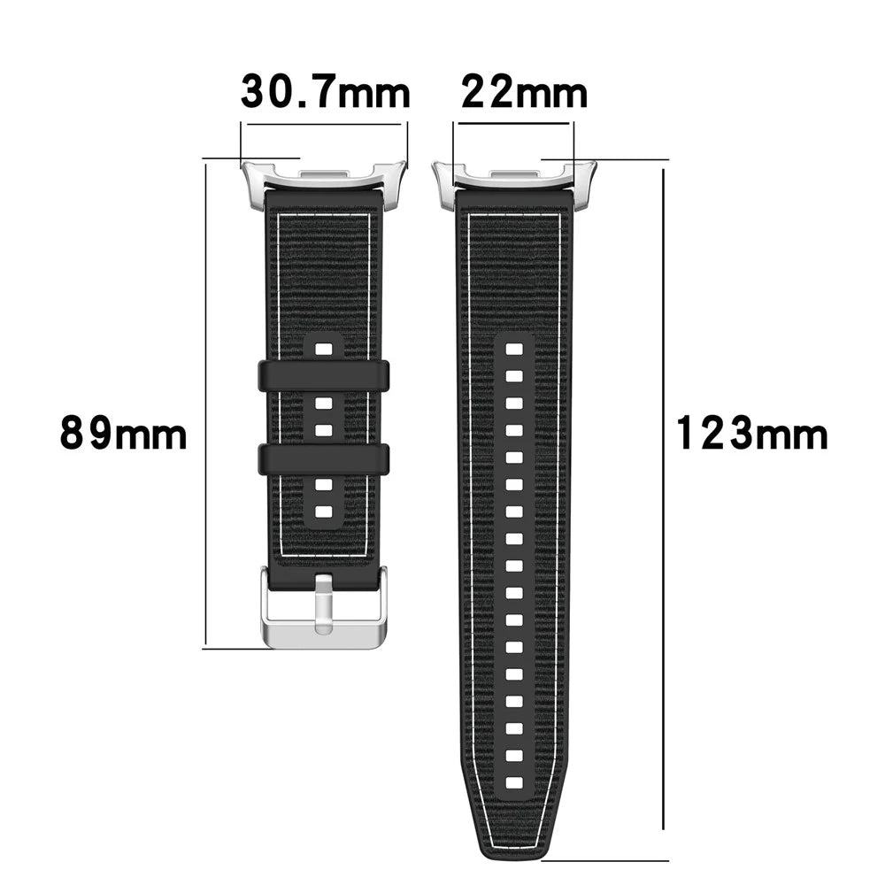 Watch Strap for Samsung Galaxy Watch8 44mm / 40mm / Watch8 Classic 46mm Nylon + Silicone Wrist Band - Black - 5