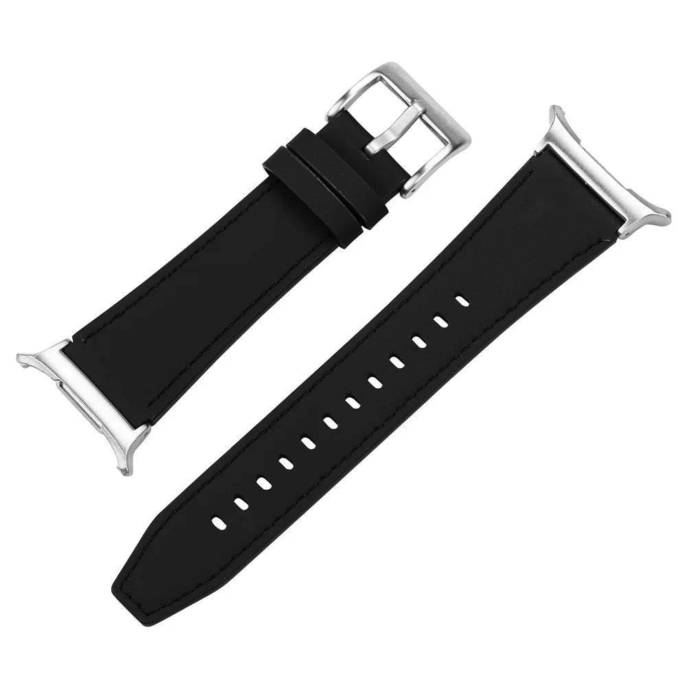 Watch Band For Samsung Galaxy Watch8 44mm / 40mm / Watch8 Classic 46mm Genuine Cow Leather Adjustable Wrist Strap - Black - 1