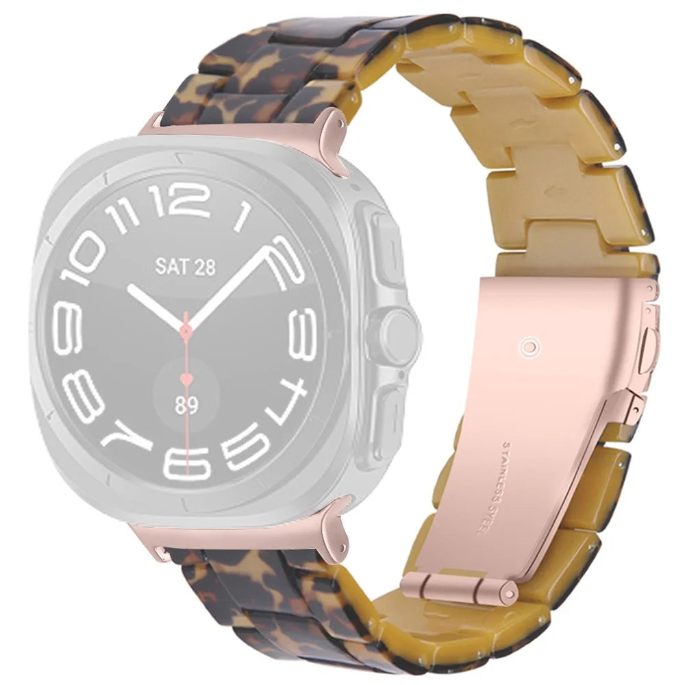 Watch Strap for Samsung Galaxy Watch8 44mm / 40mm / Watch8 Classic 46mm Acrylic Resin Waterproof Wrist Band - Leopard Print - 1