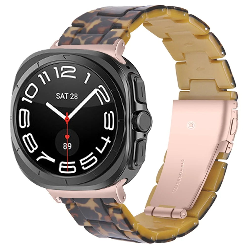 Watch Strap for Samsung Galaxy Watch8 44mm / 40mm / Watch8 Classic 46mm Acrylic Resin Waterproof Wrist Band - Leopard Print - 2
