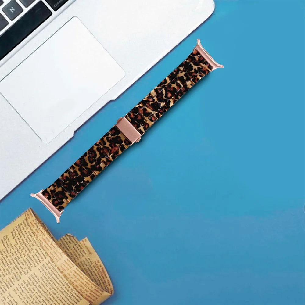 Watch Strap for Samsung Galaxy Watch8 44mm / 40mm / Watch8 Classic 46mm Acrylic Resin Waterproof Wrist Band - Leopard Print - 3