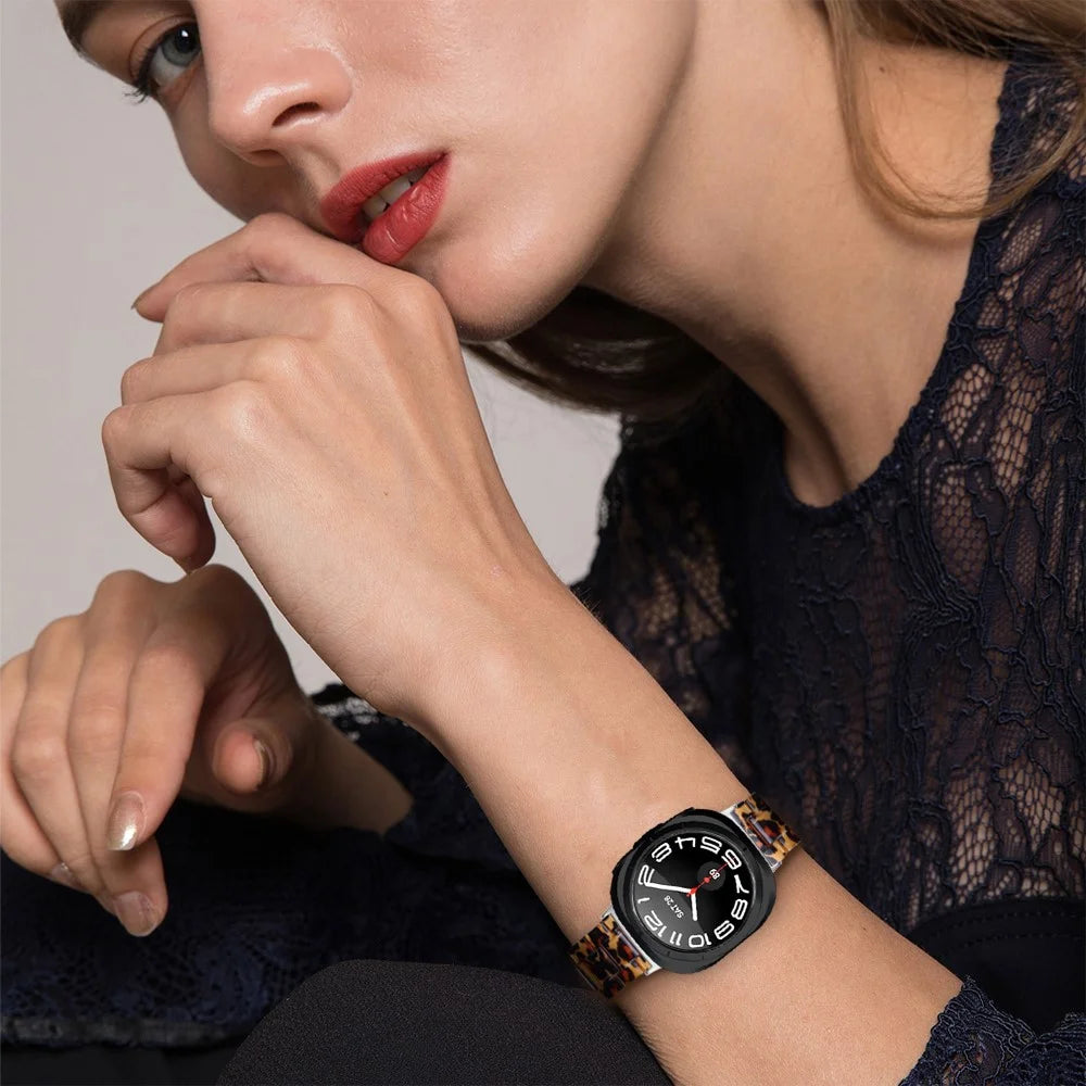 Watch Strap for Samsung Galaxy Watch8 44mm / 40mm / Watch8 Classic 46mm Acrylic Resin Waterproof Wrist Band - Leopard Print - 4