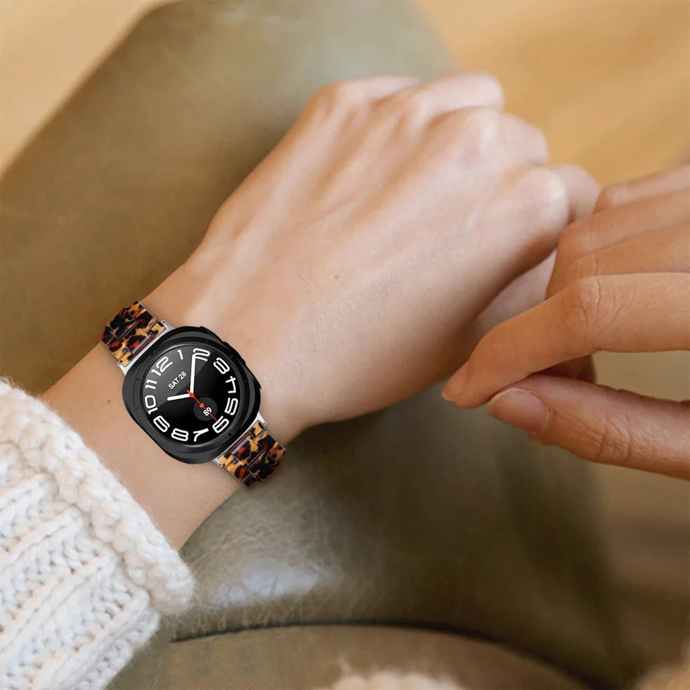 Watch Strap for Samsung Galaxy Watch8 44mm / 40mm / Watch8 Classic 46mm Acrylic Resin Waterproof Wrist Band - Leopard Print - 5