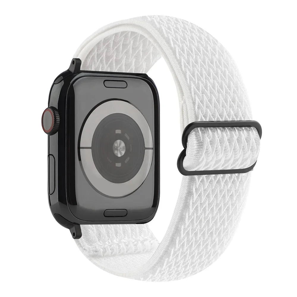 Wave Pattern Nylon Elastic Watchband Strap Replacement for Apple Watch Ultra 3 2 1 49mm / Series 11 10 46mm / 9 8 7 45mm / SE3 SE2 SE 6 5 4 44mm / 3 2 1 42mm - White - 1