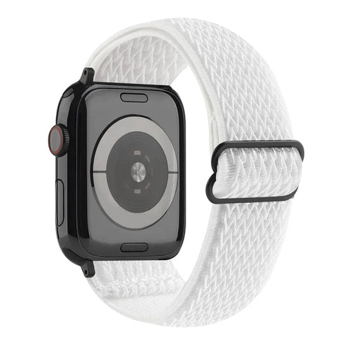 Wave Pattern Nylon Elastic Watchband Strap Replacement for Apple Watch Ultra 3 2 1 49mm / Series 11 10 46mm / 9 8 7 45mm / SE3 SE2 SE 6 5 4 44mm / 3 2 1 42mm - White - 1