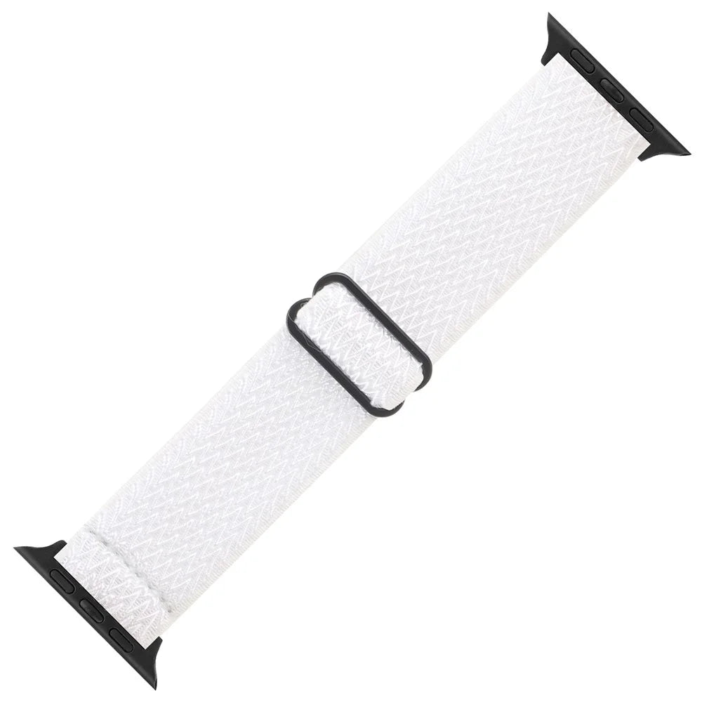 Wave Pattern Nylon Elastic Watchband Strap Replacement for Apple Watch Ultra 3 2 1 49mm / Series 11 10 46mm / 9 8 7 45mm / SE3 SE2 SE 6 5 4 44mm / 3 2 1 42mm - White - 3