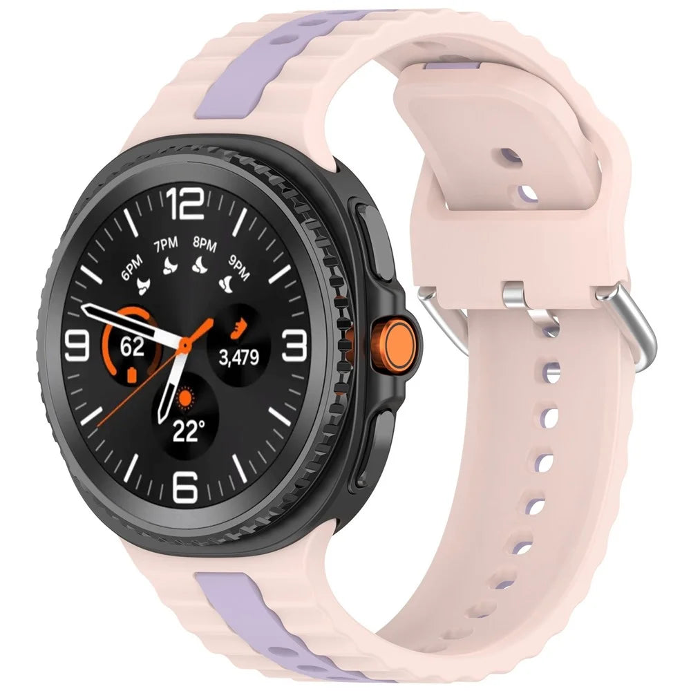 Silicone Band for Samsung Galaxy Watch8 44mm / 40mm / Watch8 Classic 46mm Dual Color Watch Strap - Pink / Purple - 2