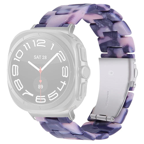 Acrylic Waterproof Resin Watch Band for Samsung Galaxy Watch8 44mm / 40mm / Watch8 Classic 46mm - Black  /  Pink - 1