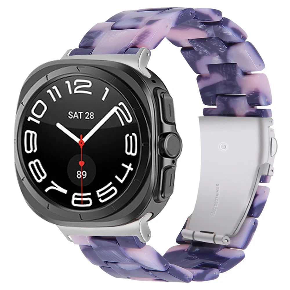 Acrylic Waterproof Resin Watch Band for Samsung Galaxy Watch8 44mm / 40mm / Watch8 Classic 46mm - Black  /  Pink - 2