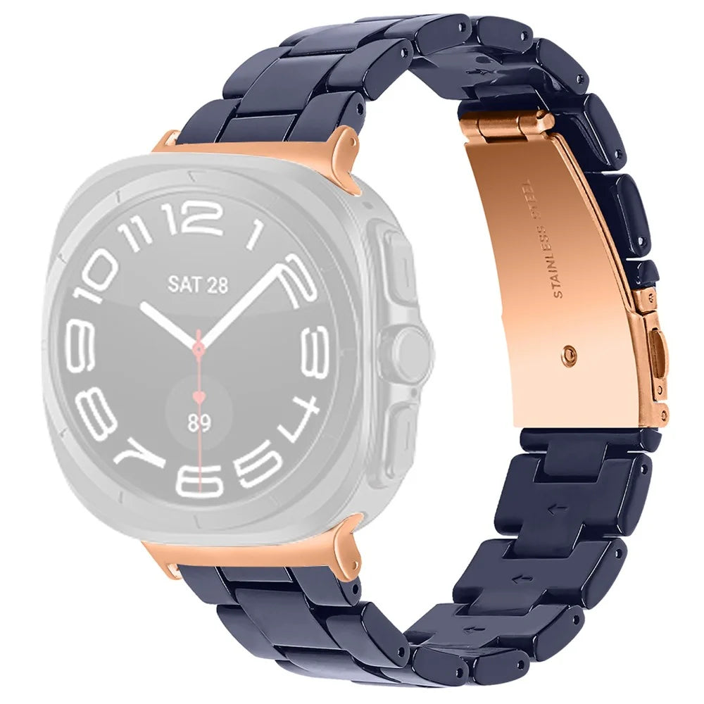 Acrylic Resin Band for Samsung Galaxy Watch8 44mm / 40mm / Watch8 Classic 46mm Adjustable Wrist Strap - Midnight Blue - 1