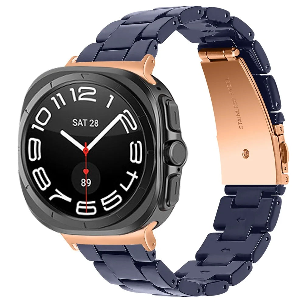 Acrylic Resin Band for Samsung Galaxy Watch8 44mm / 40mm / Watch8 Classic 46mm Adjustable Wrist Strap - Midnight Blue - 2