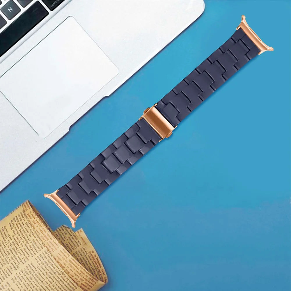 Acrylic Resin Band for Samsung Galaxy Watch8 44mm / 40mm / Watch8 Classic 46mm Adjustable Wrist Strap - Midnight Blue - 3