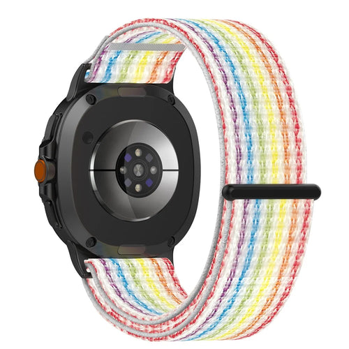 Watch Strap for Samsung Galaxy Watch8 44mm / 40mm / Watch8 Classic 46mm Magic Tape Nylon Woven Band - Rainbow - 1