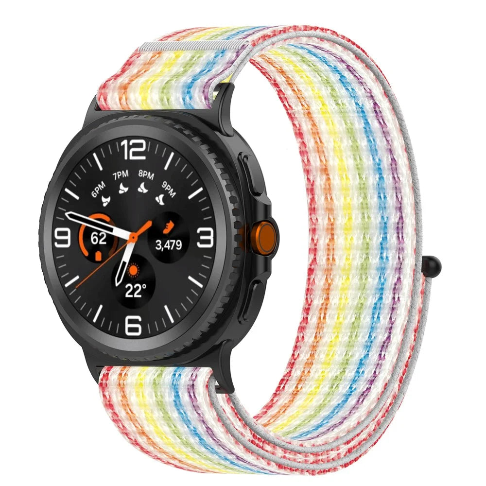 Watch Strap for Samsung Galaxy Watch8 44mm / 40mm / Watch8 Classic 46mm Magic Tape Nylon Woven Band - Rainbow - 3