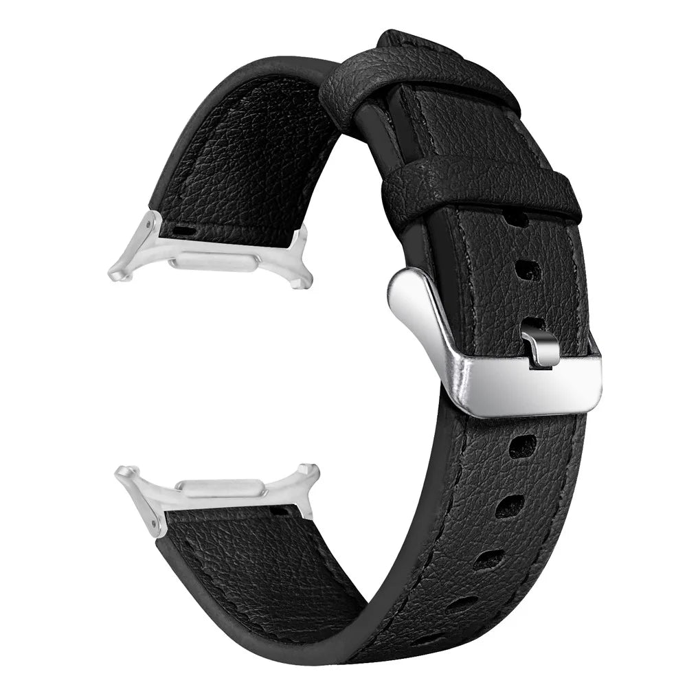 Genuine Cow Leather Strap for Samsung Galaxy Watch8 44mm / 40mm / Watch8 Classic 46mm Smart Watch Band - Black - 1