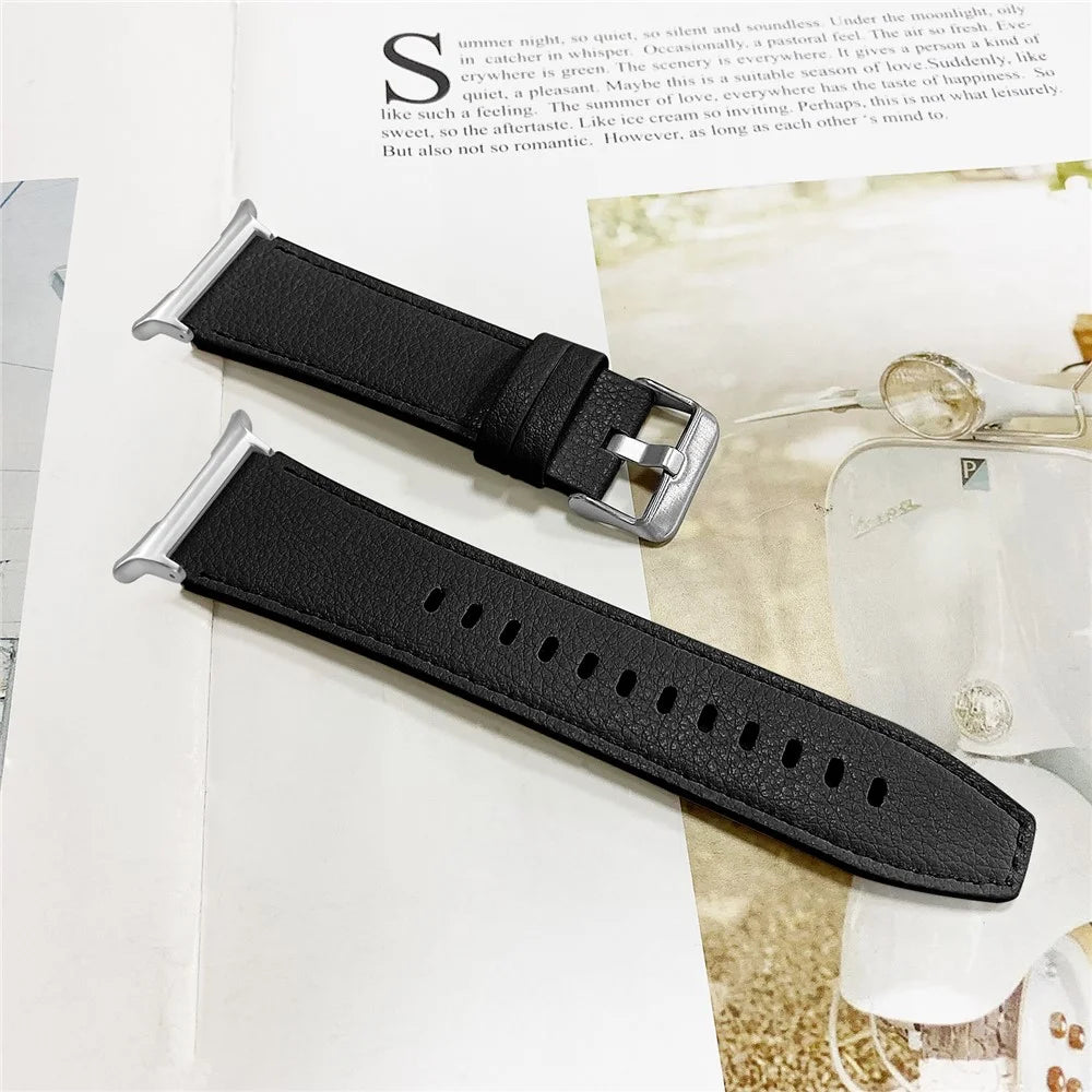 Genuine Cow Leather Strap for Samsung Galaxy Watch8 44mm / 40mm / Watch8 Classic 46mm Smart Watch Band - Black - 3