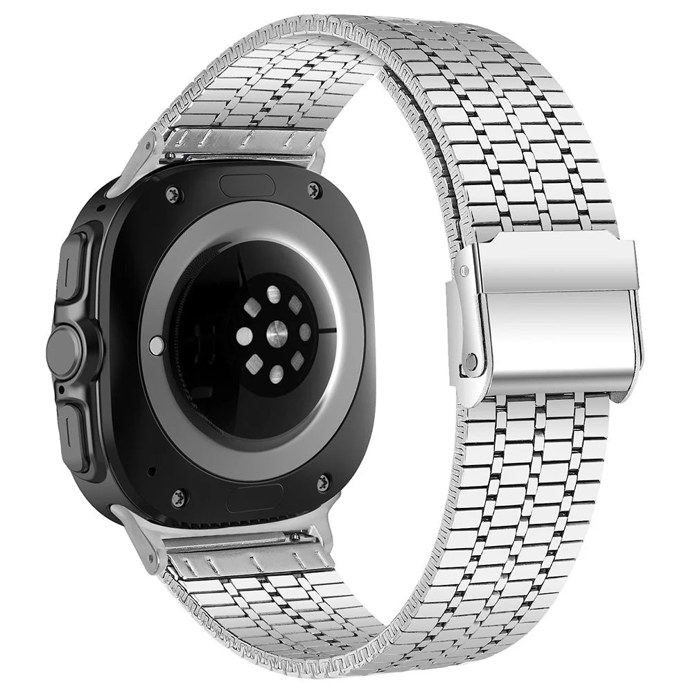 Watch Band for Samsung Galaxy Watch8 44mm / 40mm / Watch8 Classic 46mm 7-Beads Silver Stainless Steel Strap - 1