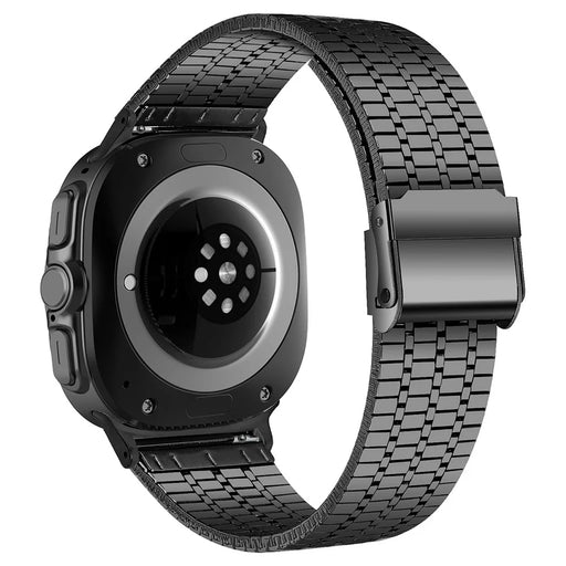 Black Metal Band for Samsung Galaxy Watch8 44mm / 40mm / Watch8 Classic 46mm 7-Beads Metal Watch Strap with Double Safety Clasp - 1