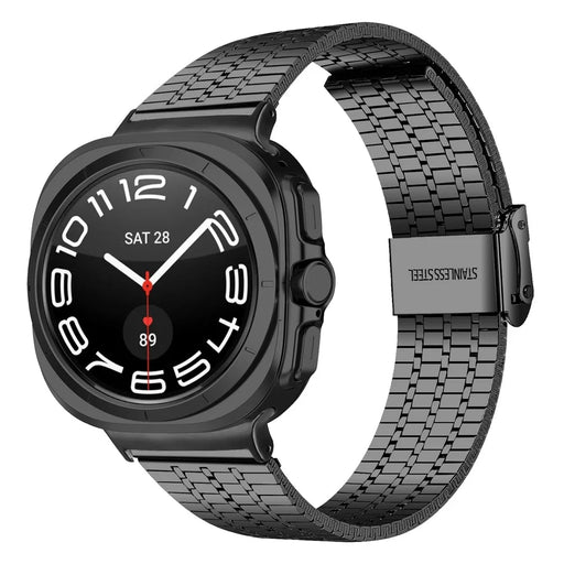 Black Metal Band for Samsung Galaxy Watch8 44mm / 40mm / Watch8 Classic 46mm 7-Beads Metal Watch Strap with Double Safety Clasp - 2
