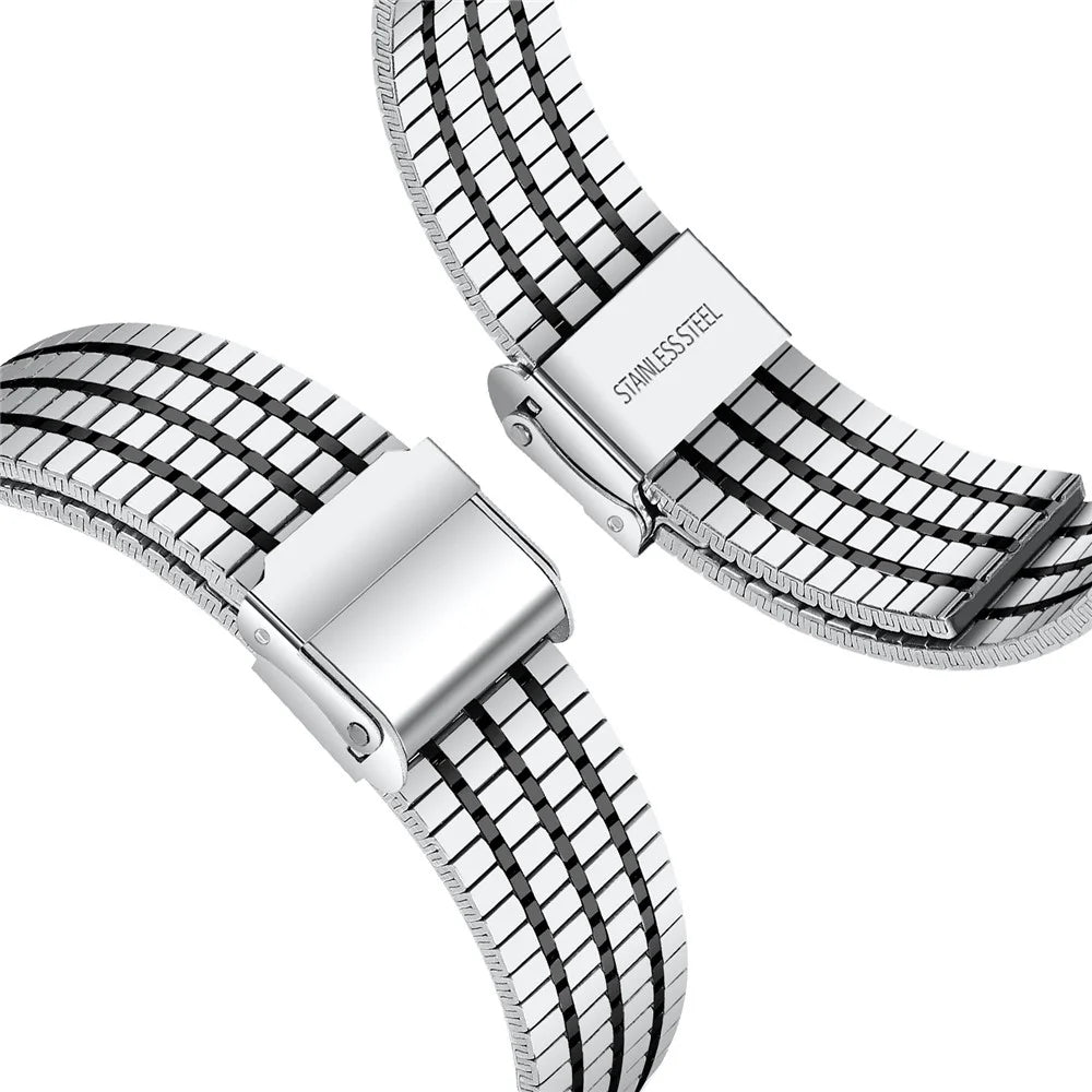 Watch Band for Samsung Galaxy Watch8 44mm / 40mm / Watch8 Classic 46mm 7-Beads Electroplated Stainless Steel Strap - Silver + Black - 3