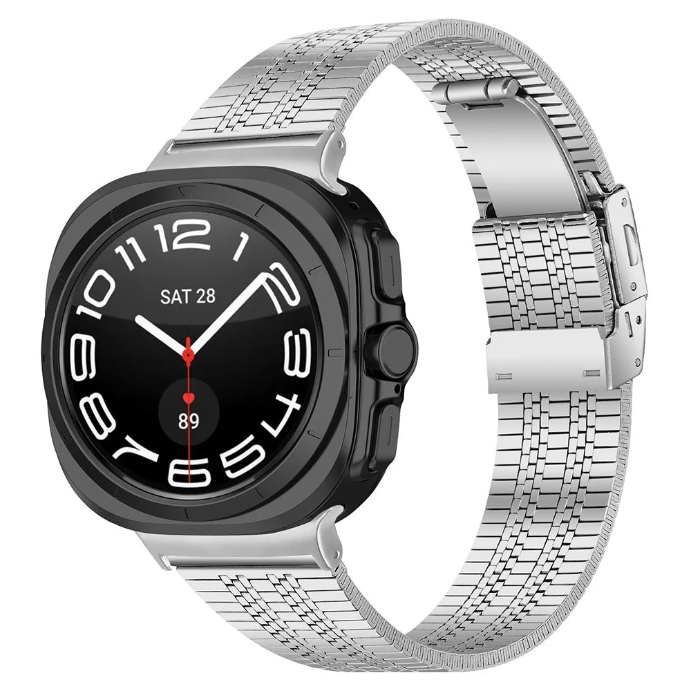 5-Bead Silver Strap for Samsung Galaxy Watch8 44mm / 40mm / Watch8 Classic 46mm Metal Watch Band - 2